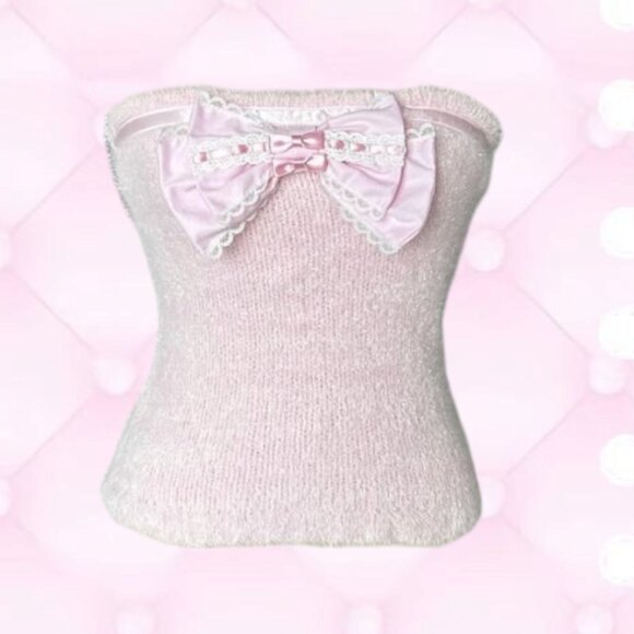 Baby Pink Hime Bow Tube Top - Picture 1 of 3